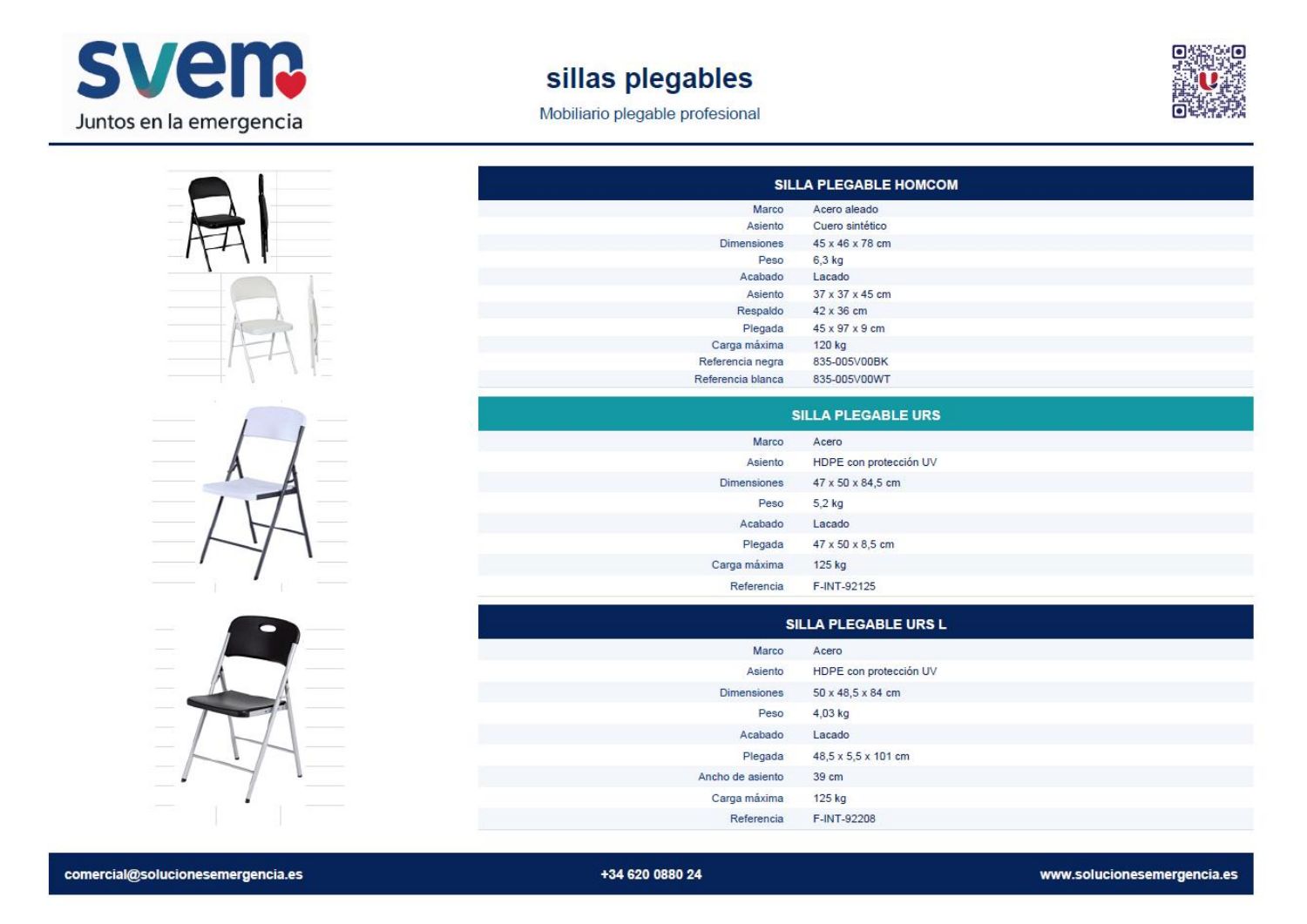 Ficha de Mesas, sillas y bancos plegables, página 1 de 3