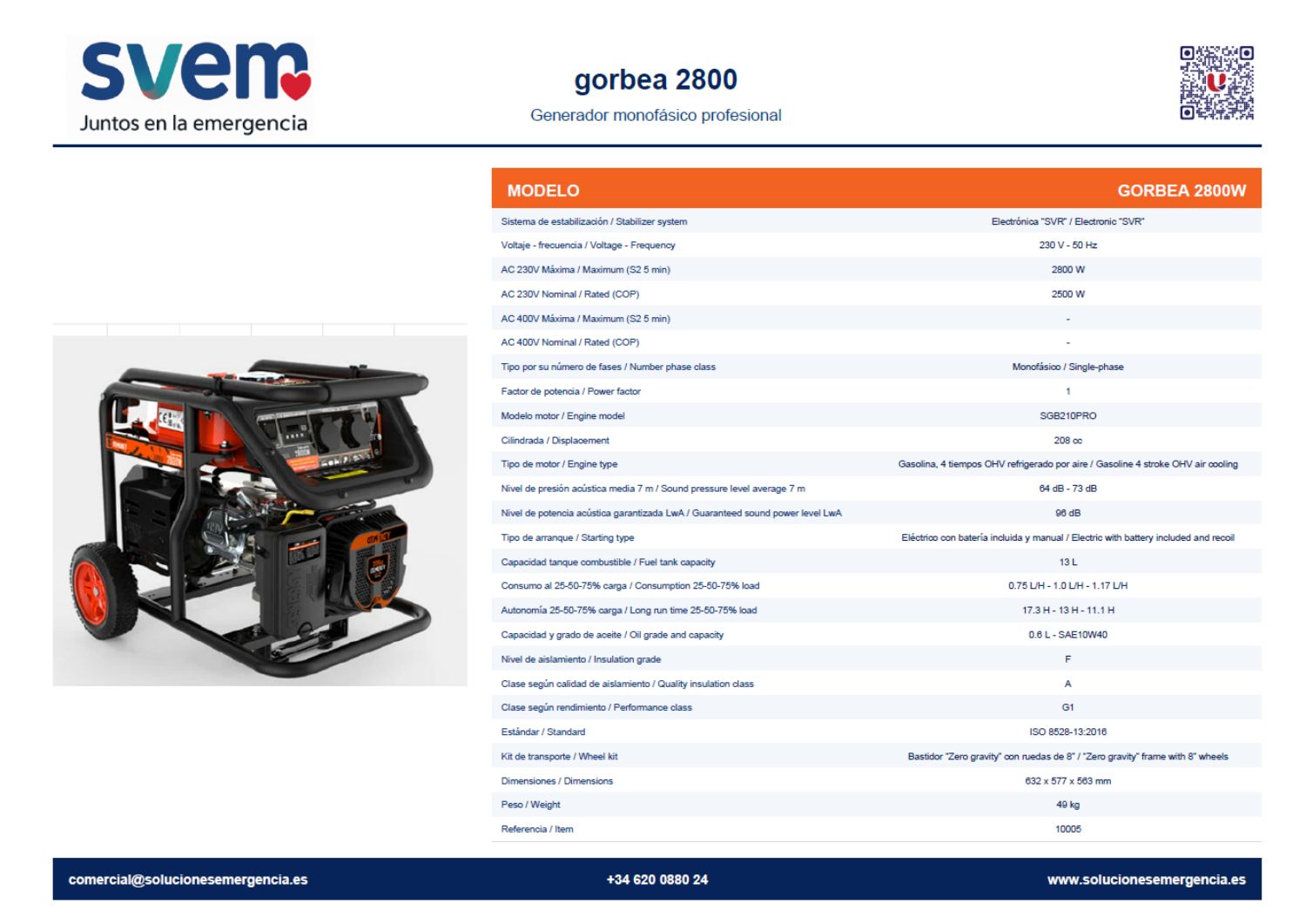 Ficha de Generadores de gasolina, página 1 de 3
